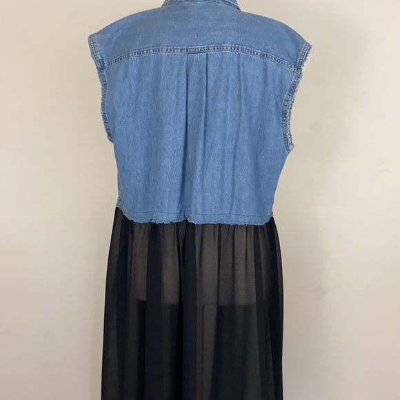 Custom upcycled chambray long “cardigan” Size M - Picture 4 of 5